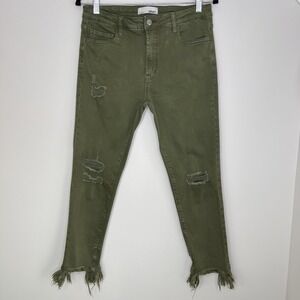 Vervet Jeans Womens Sz 30 Distressed High RiseFrayed Hem Green